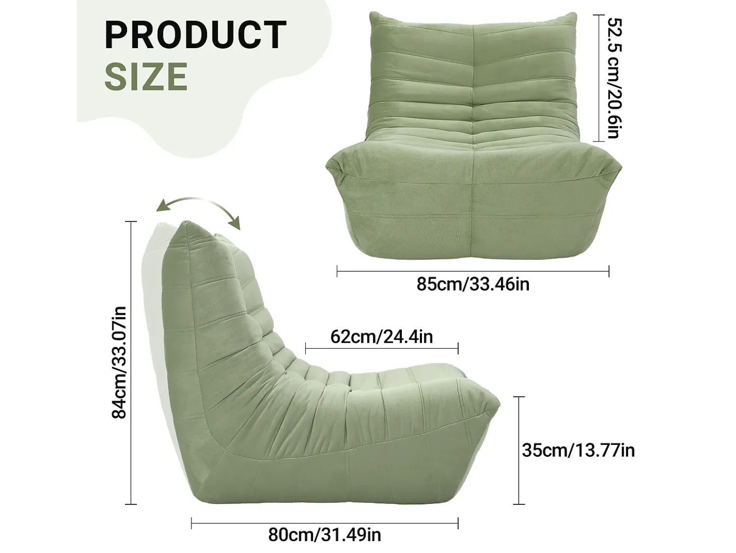 Poltrona|DripeX Cadeira Strazy na Caterpillar Green - assento profundo 62cm - 80x85x84cm Verde