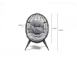 Poltrona|Concept-Usine Cadeira suspensa de vime cinza JANE com almofada cinza - Design moderno para interior e exterior Cinzento