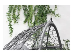 Poltrona|Concept-Usine Cadeira suspensa de vime cinza JANE com almofada cinza - Design moderno para interior e exterior Cinzento