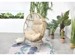 Poltrona*Concept-Usine Cadeira suspensa em pé de resina efeito rattan JANE Bege