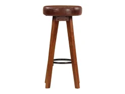 Clearance Cadeiras bar 2 pcs madeira maciça de acácia + couro genuíno PT770014 Castanho