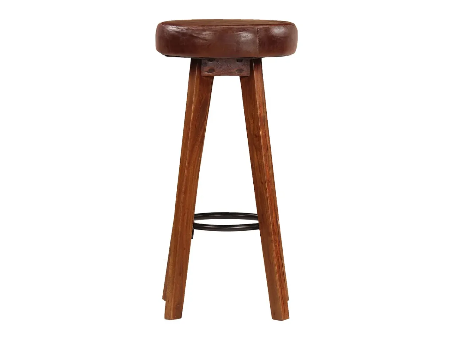 Clearance Cadeiras bar 2 pcs madeira maciça de acácia + couro genuíno PT770014 Castanho