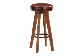 Clearance Cadeiras bar 2 pcs madeira maciça de acácia + couro genuíno PT770014 Castanho