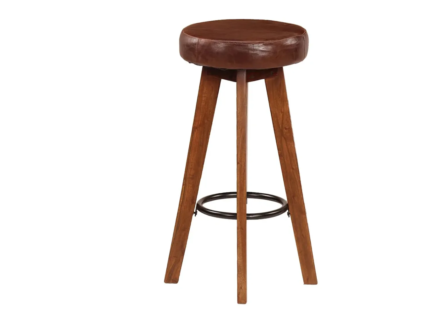 Clearance Cadeiras bar 2 pcs madeira maciça de acácia + couro genuíno PT770014 Castanho