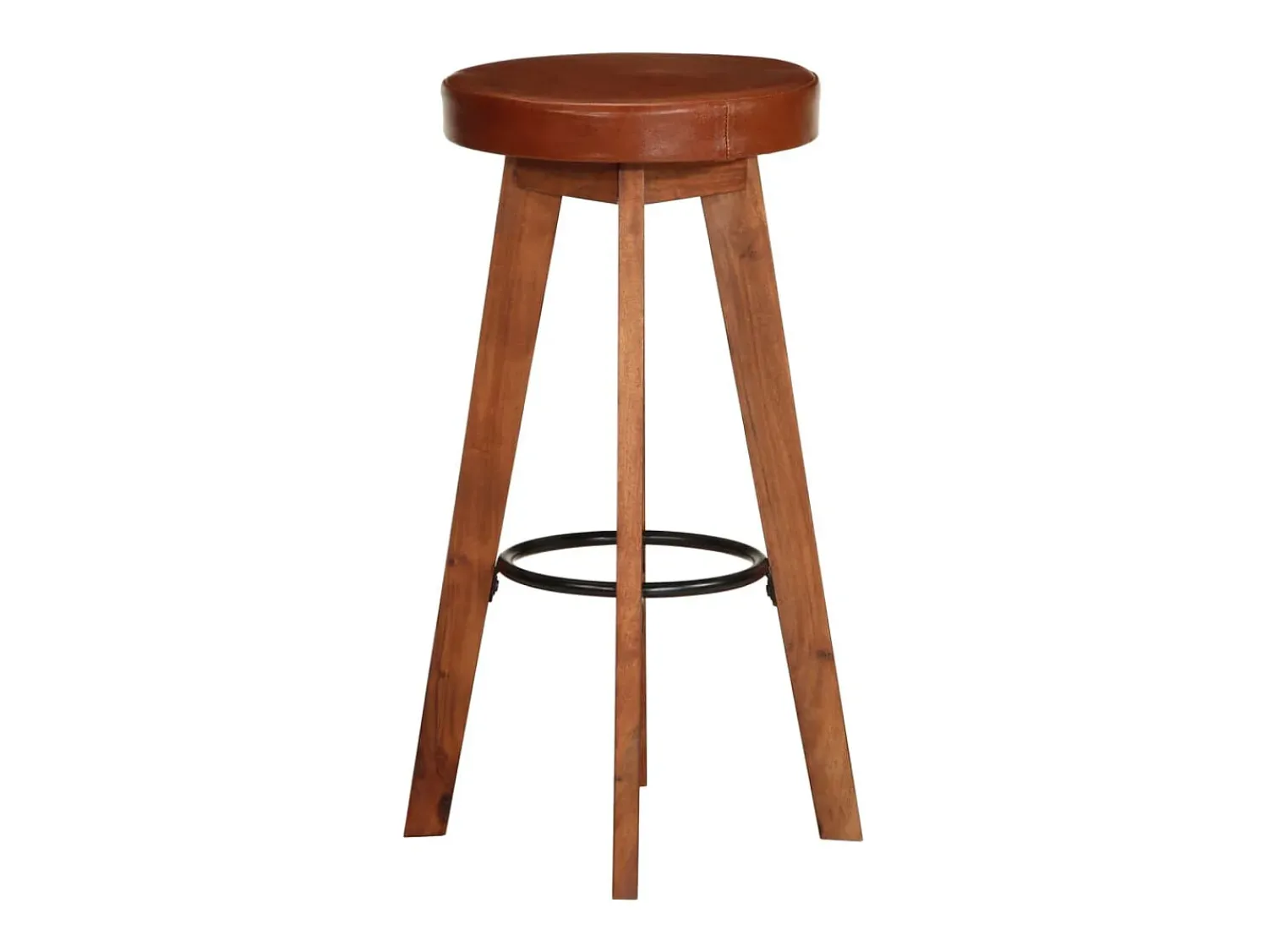 Clearance vidaxl Cadeiras bar 2 pcs madeira maciça de acácia + couro genuíno Natural claro