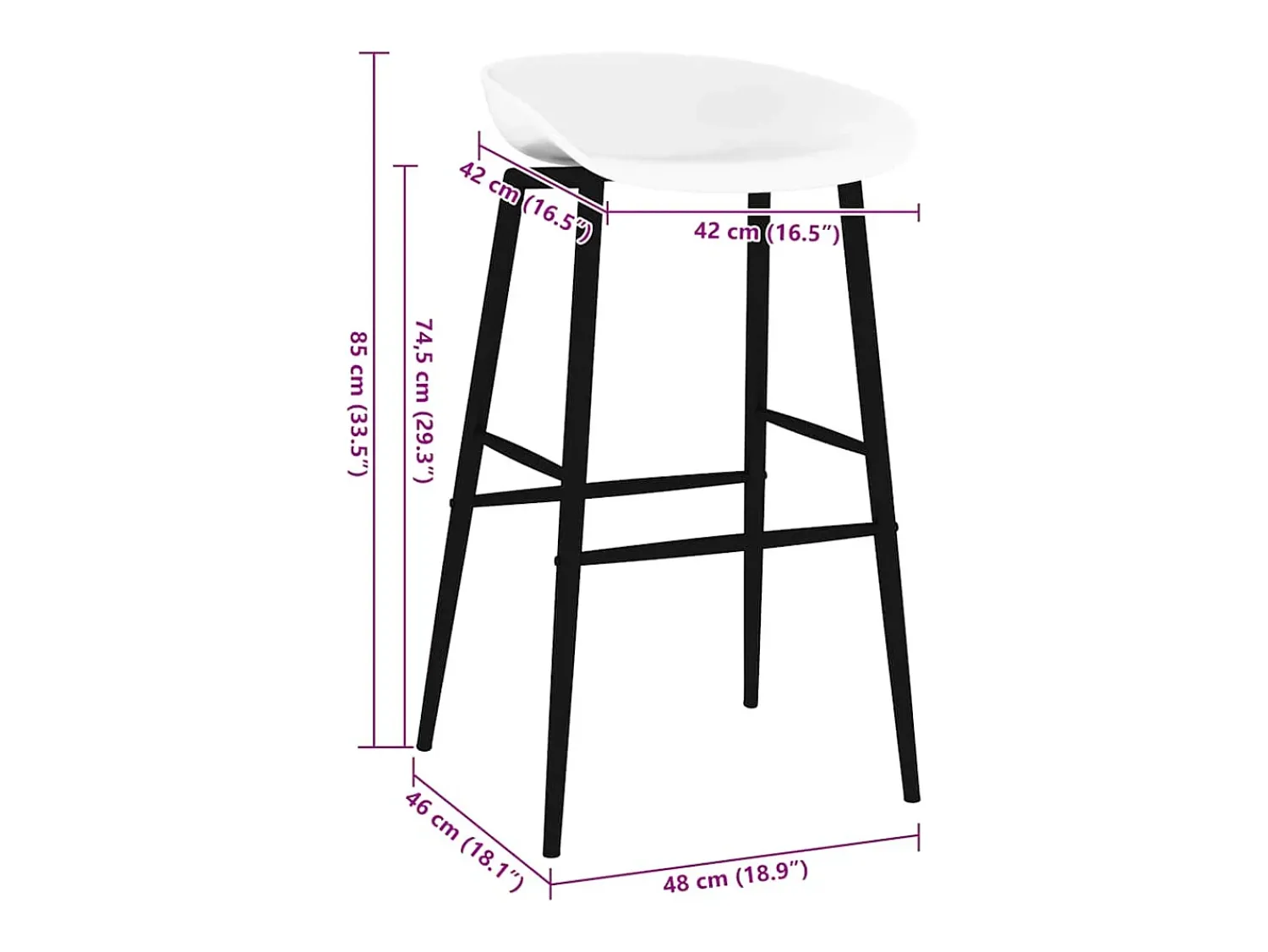 Banco|vidaxl Cadeiras de bar 4 pcs Branco