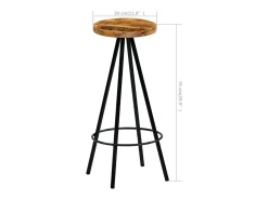 vidaxl Cadeiras de bar 2 pcs madeira de mangueira maciça^ Banco