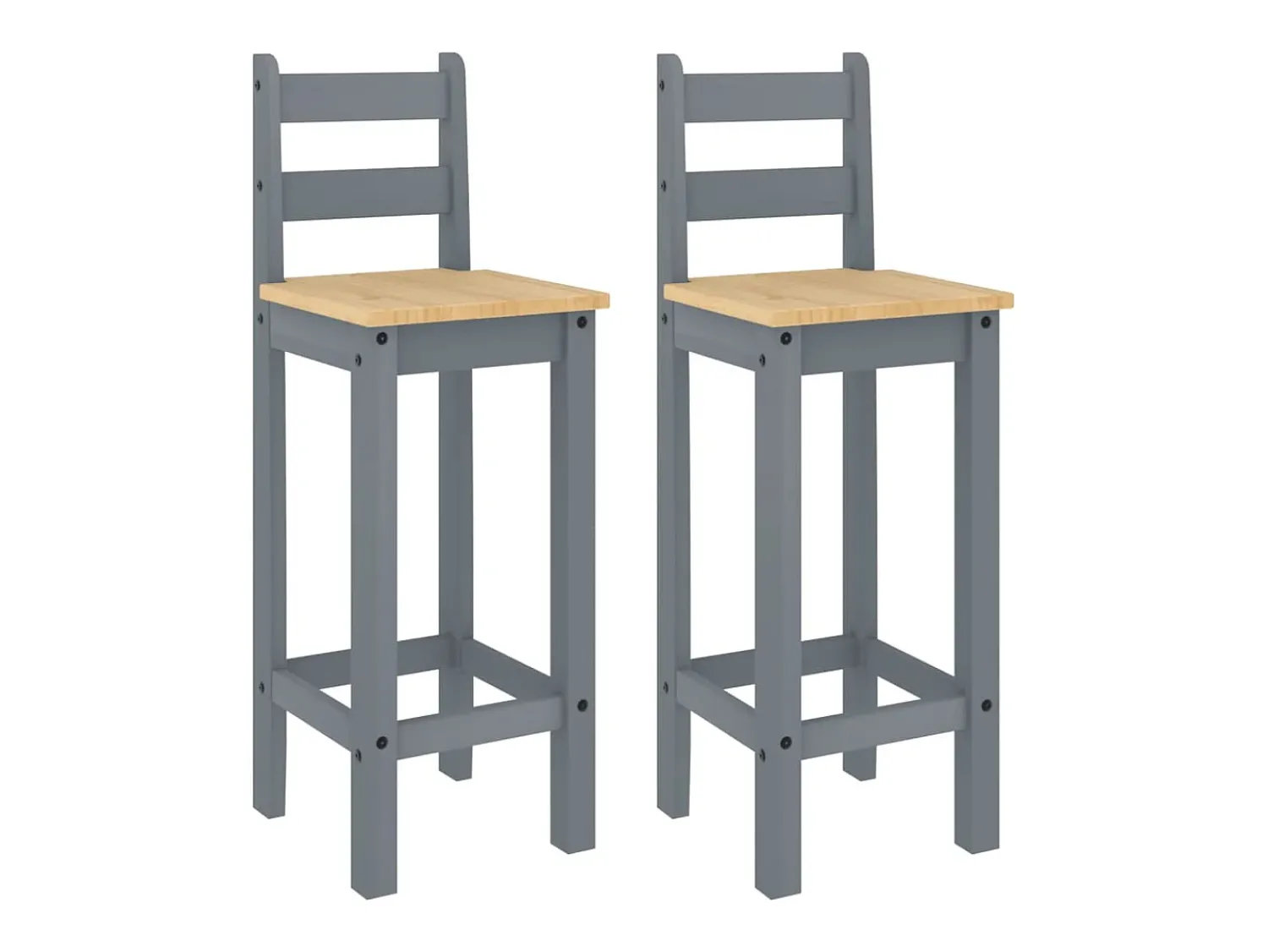 Banco| Cadeiras de bar 2 pcs madeira de pinho maciça PT276612 Cinzento