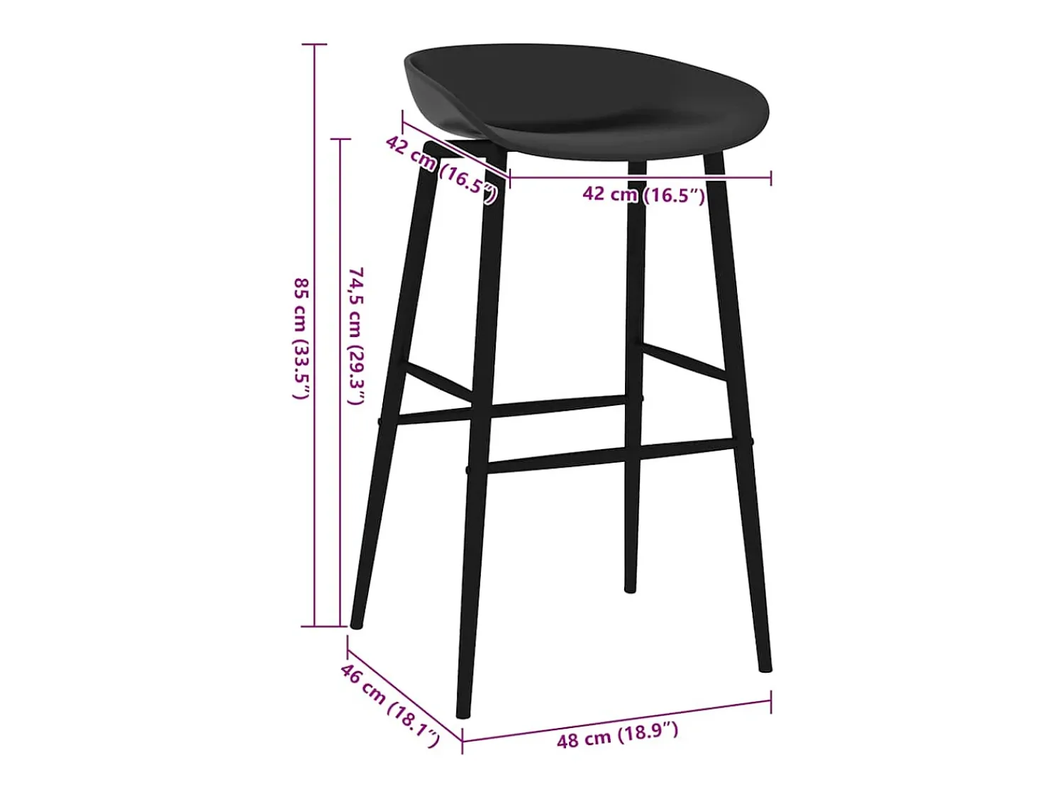 Banco*vidaxl Cadeiras de bar 4 pcs Preto