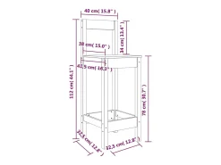 vidaxl Cadeiras de bar 2 pcs 40x41,5x112 cm pinho maciço^ Banco