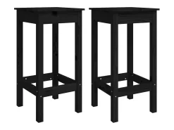 New Cadeiras de bar 2 pcs 40x40x78 cm madeira de pinho maciça PT137695 Preto