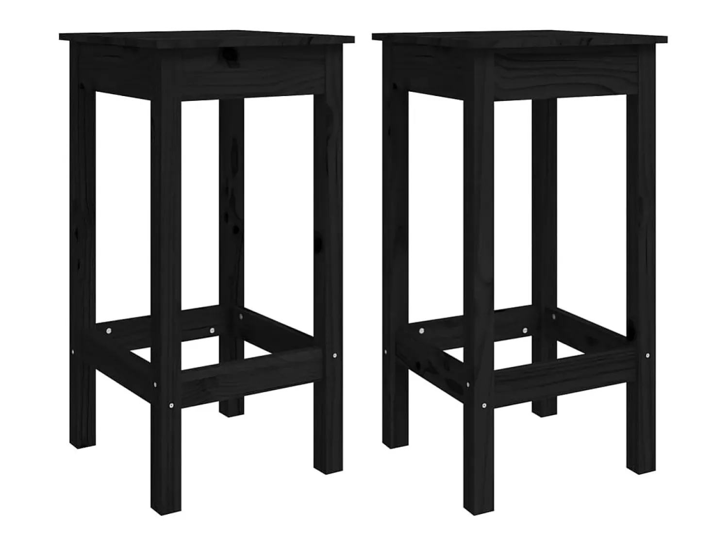 New Cadeiras de bar 2 pcs 40x40x78 cm madeira de pinho maciça PT137695 Preto