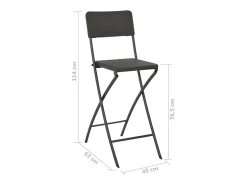 vidaxl Cadeiras de bar dobráveis 2 pcs PEAD e aço aspeto vime^ Banco
