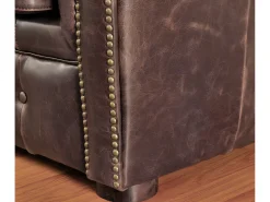 Poltrona|Vente-unique Cadeirão 100% pele envelhecida estilo chesterfield - CLOTAIRE Castanho chocolate