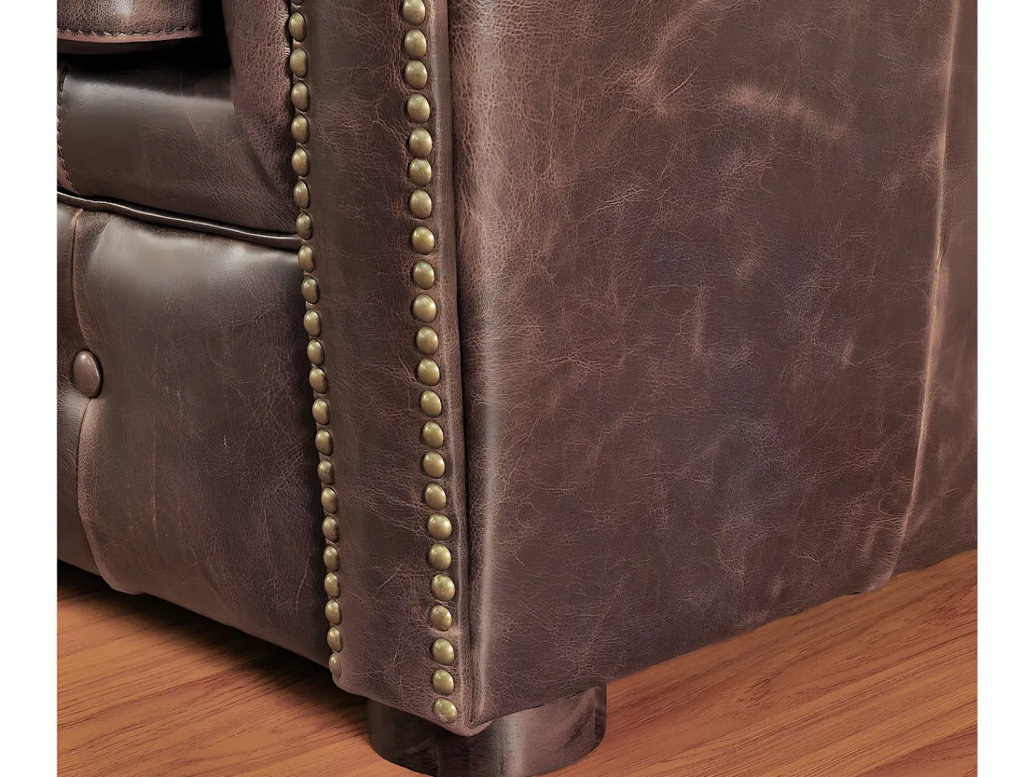 Poltrona|Vente-unique Cadeirão 100% pele envelhecida estilo chesterfield - CLOTAIRE Castanho chocolate