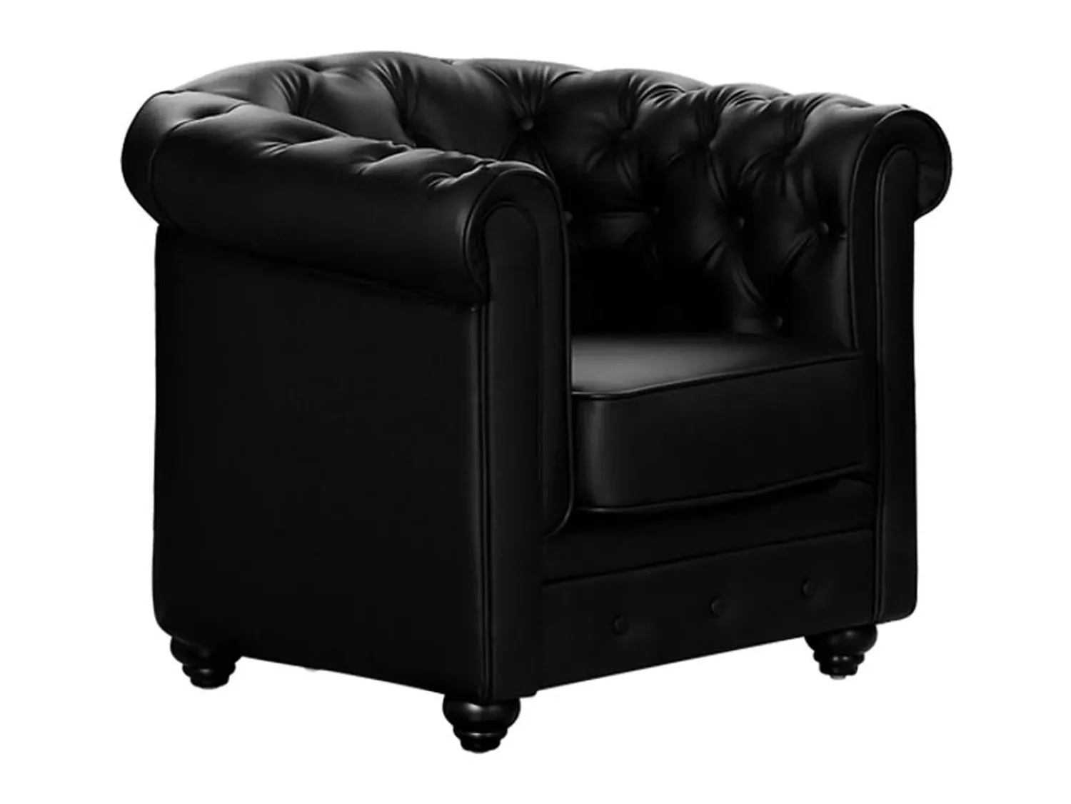 Clearance Vente-unique Cadeirão acolchoado em pele sintética - CHESTERFIELD Preto
