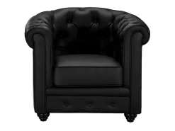 Clearance Vente-unique Cadeirão acolchoado em pele sintética - CHESTERFIELD Preto