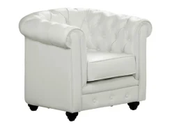 Poltrona*Vente-unique Cadeirão acolchoado em pele sintética - CHESTERFIELD Branco