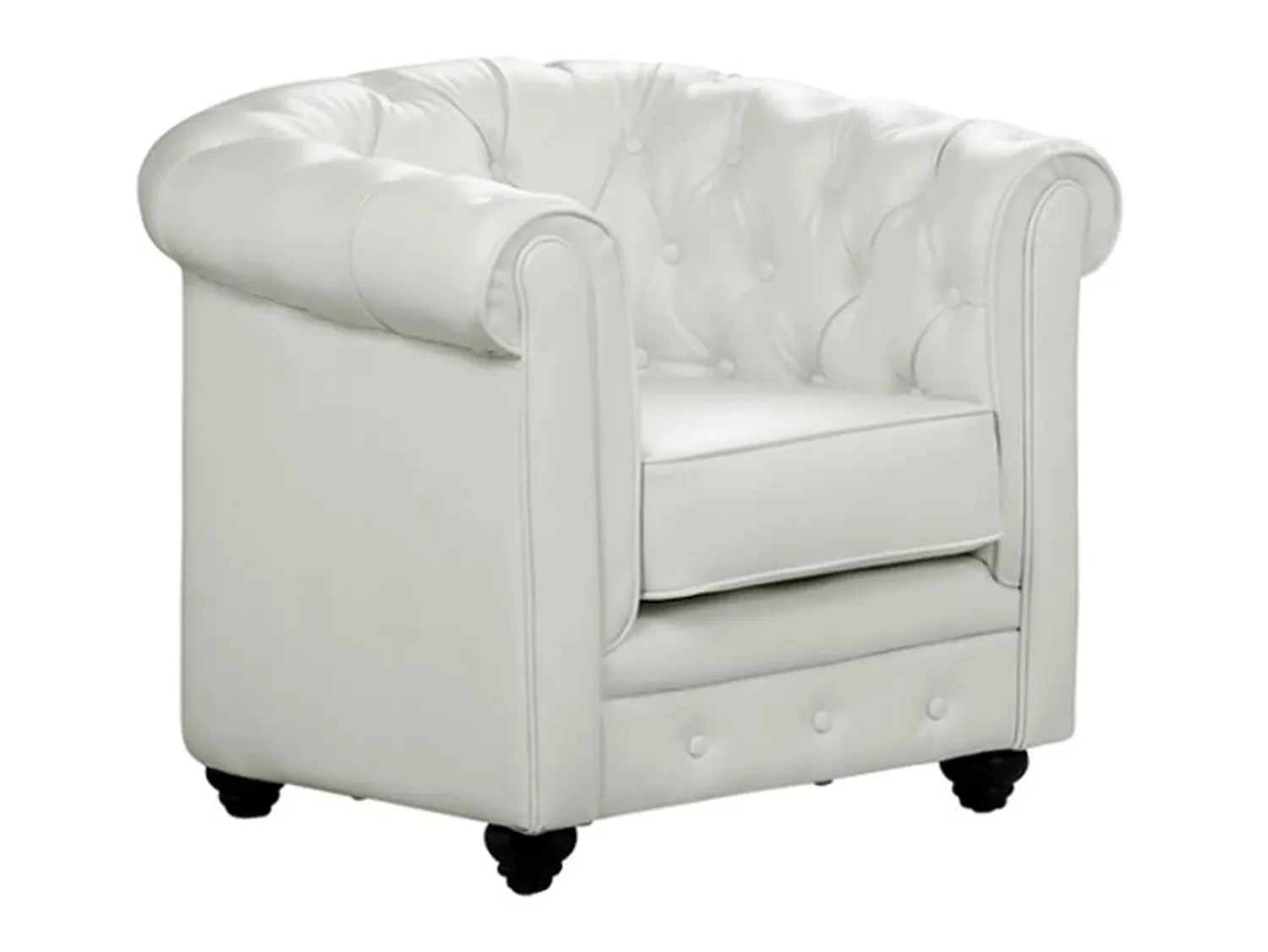 Poltrona*Vente-unique Cadeirão acolchoado em pele sintética - CHESTERFIELD Branco