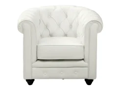 Poltrona*Vente-unique Cadeirão acolchoado em pele sintética - CHESTERFIELD Branco