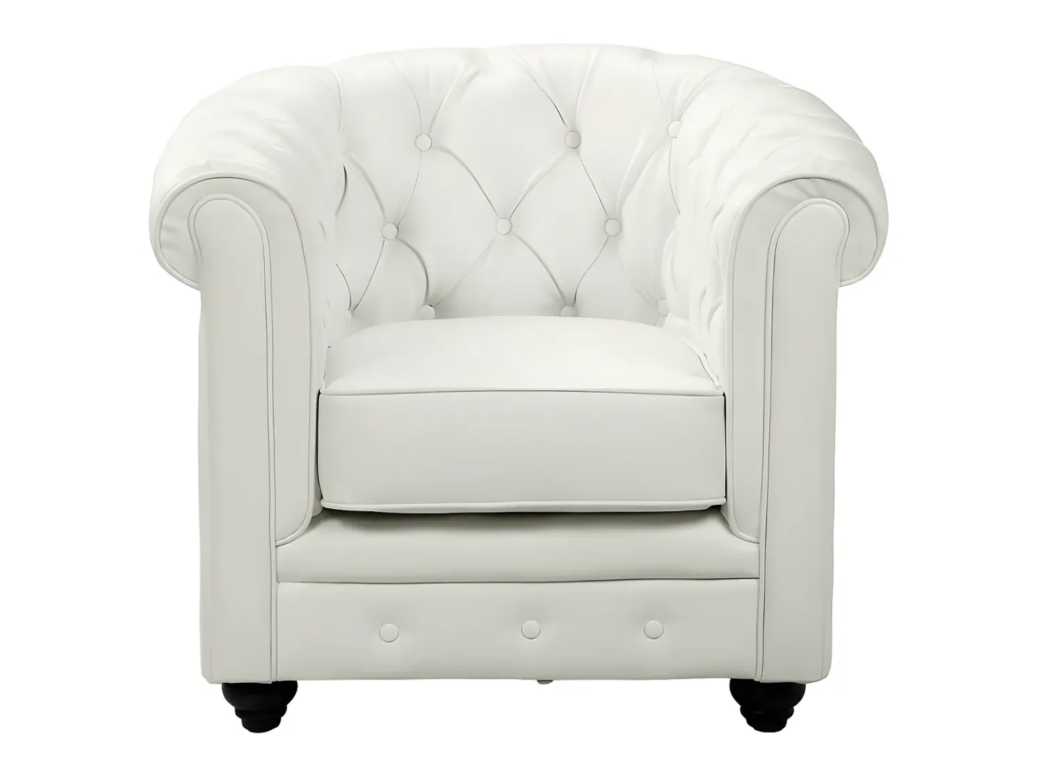 Poltrona*Vente-unique Cadeirão acolchoado em pele sintética - CHESTERFIELD Branco