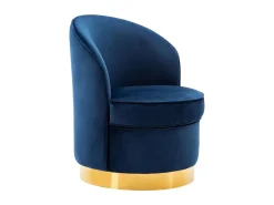 Vente-unique Cadeirão com base de metal dourado em veludo Azul-escuro - SANELA Azul escuro