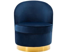 Vente-unique Cadeirão com base de metal dourado em veludo Azul-escuro - SANELA Azul escuro