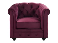 New Vente-unique Cadeirão conforto de veludo roxo CHESTERFIELD -Preço baixo Bordeaux