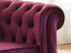 New Vente-unique Cadeirão conforto de veludo roxo CHESTERFIELD -Preço baixo Bordeaux