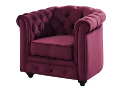 New Vente-unique Cadeirão conforto de veludo roxo CHESTERFIELD -Preço baixo Bordeaux