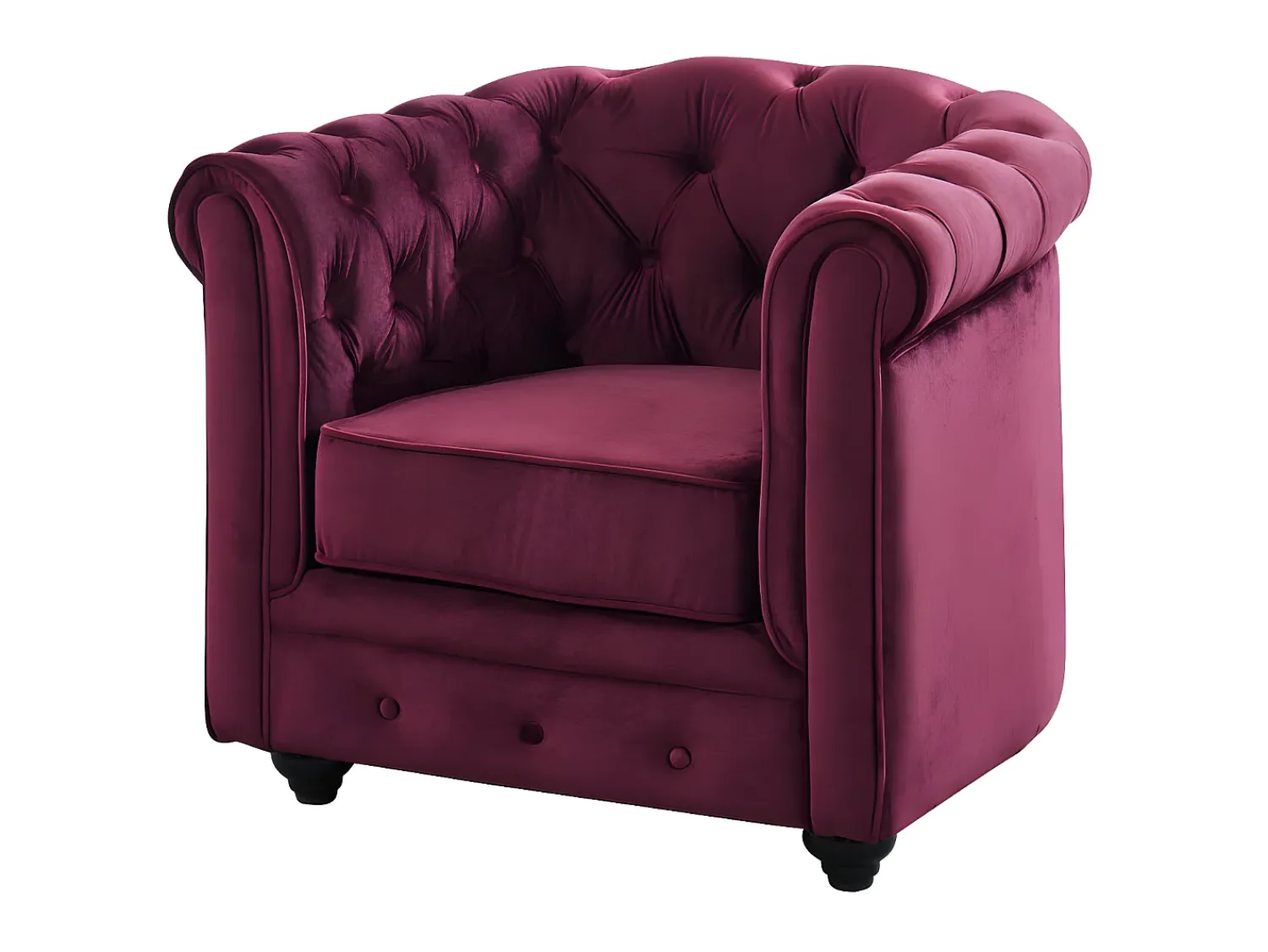 New Vente-unique Cadeirão conforto de veludo roxo CHESTERFIELD -Preço baixo Bordeaux