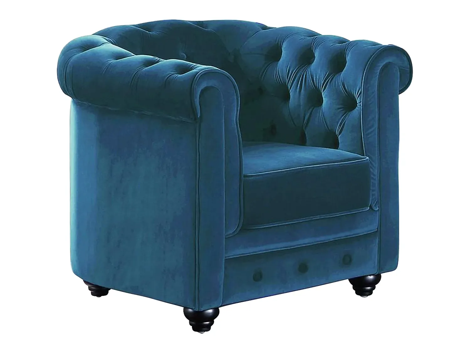 Clearance Vente-unique Cadeirão conforto em veludo - CHESTERFIELD Azul esverdeado