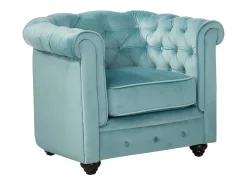 Poltrona|Vente-unique Cadeirão conforto em veludo azul pastel - CHESTERFIELD Azul claro