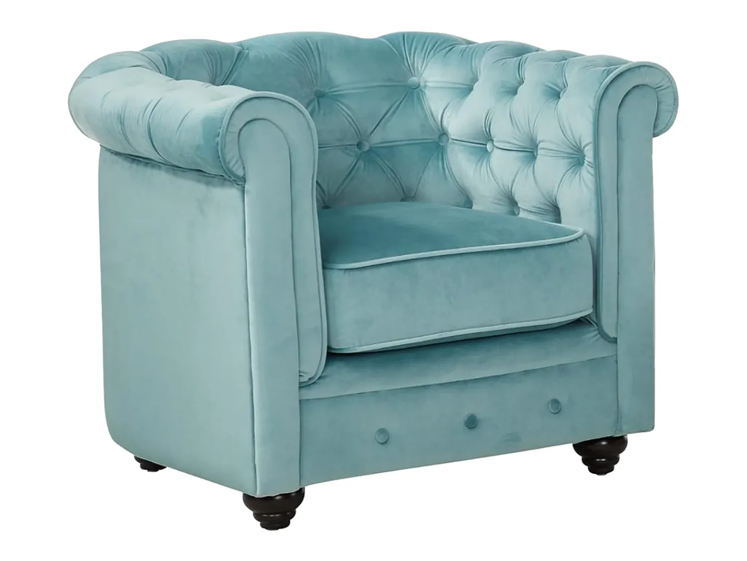 Poltrona|Vente-unique Cadeirão conforto em veludo azul pastel - CHESTERFIELD Azul claro