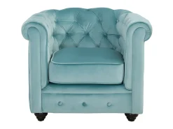 Poltrona|Vente-unique Cadeirão conforto em veludo azul pastel - CHESTERFIELD Azul claro
