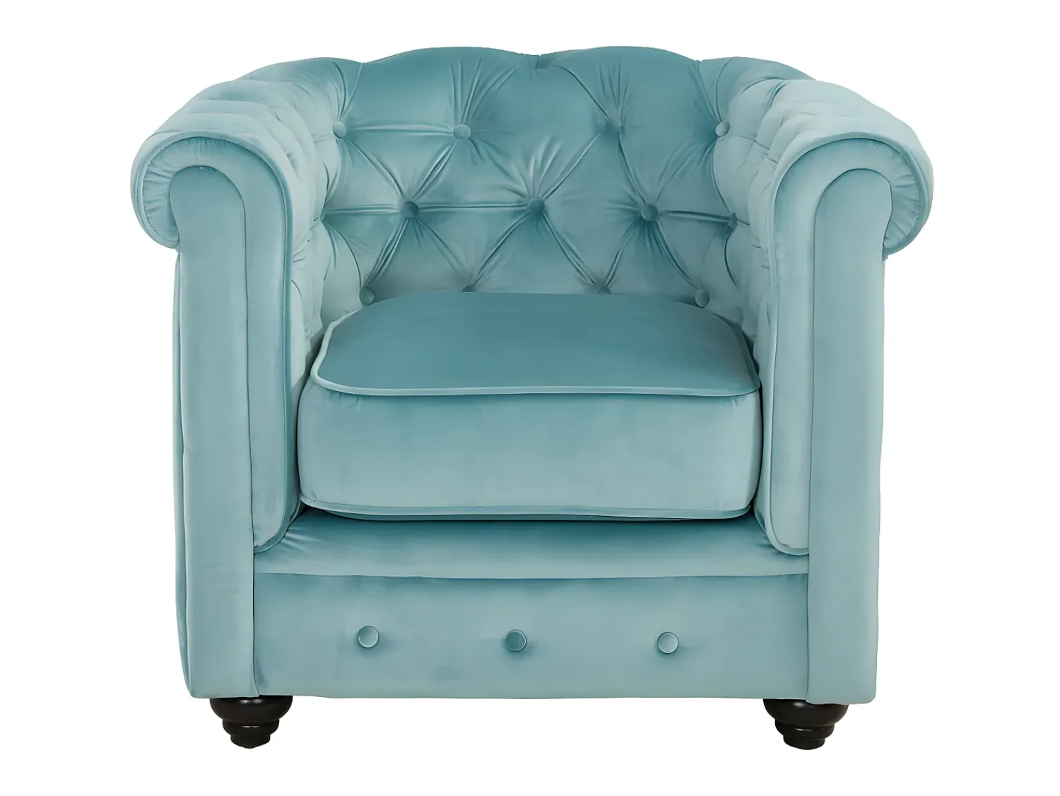 Poltrona|Vente-unique Cadeirão conforto em veludo azul pastel - CHESTERFIELD Azul claro