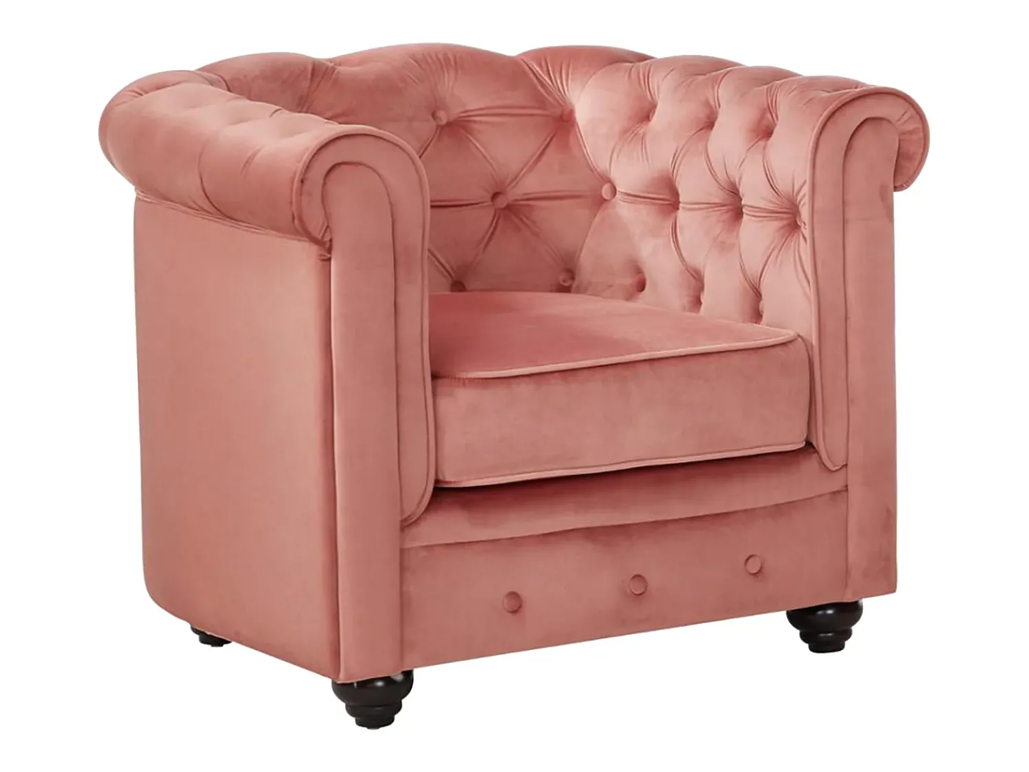 Poltrona|Vente-unique Cadeirão conforto em veludo roa pastel - CHESTERFIELD Rosa claro
