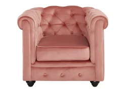 Poltrona|Vente-unique Cadeirão conforto em veludo roa pastel - CHESTERFIELD Rosa claro