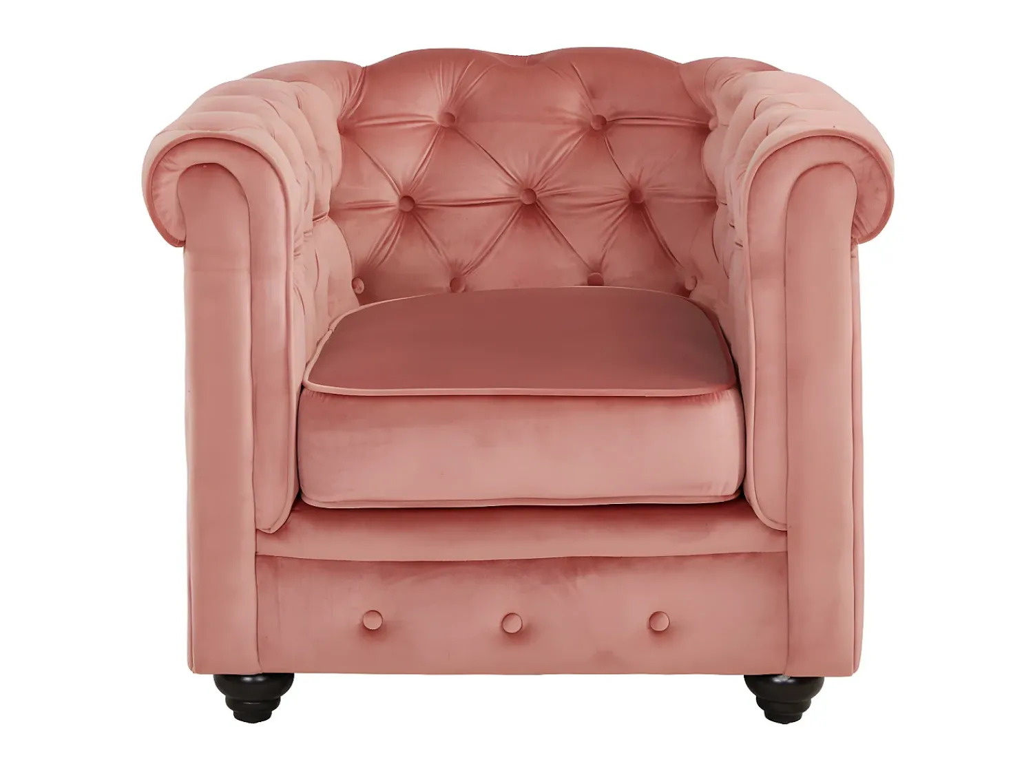 Poltrona|Vente-unique Cadeirão conforto em veludo roa pastel - CHESTERFIELD Rosa claro