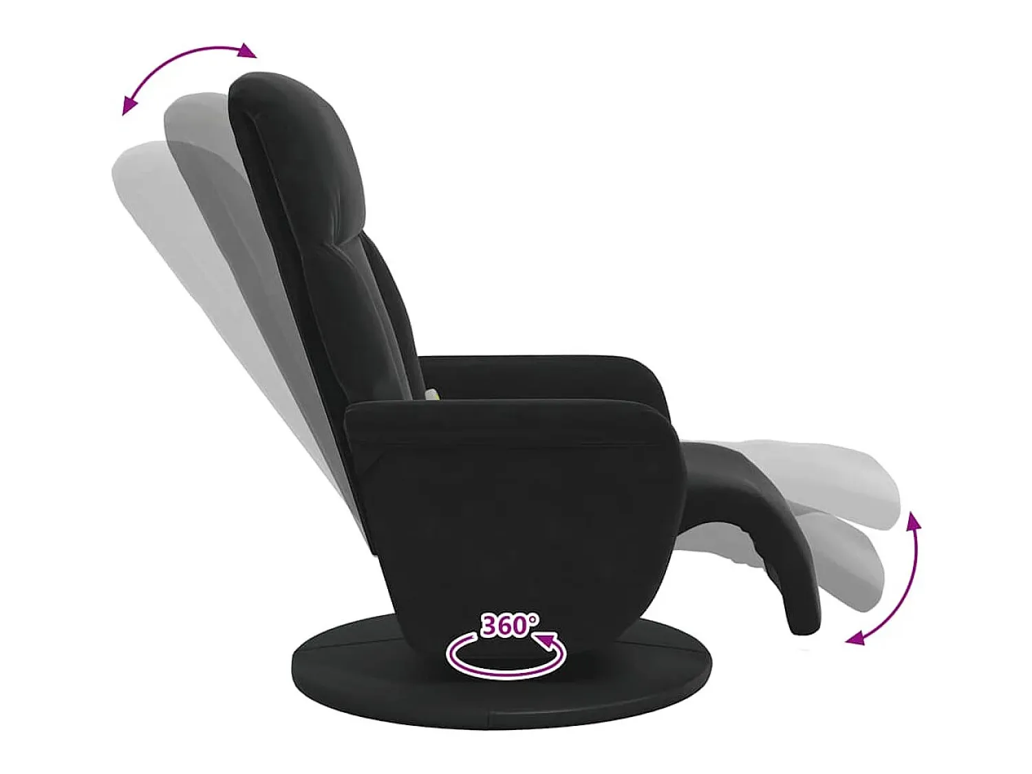 Cadeirão de massagens reclinável com apoio de pés veludo SHL40663 Preto