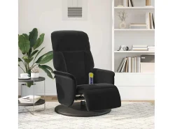 Cadeirão de massagens reclinável com apoio de pés veludo SHL40663 Preto