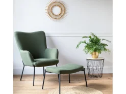 Poltrona|Happy Garden Cadeirão de tecido de laço cáqui com apoio para os pés EIRA Verde