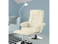 Poltrona|Loft24 Cadeirão e banco reclináveis Springfield Creme Branco