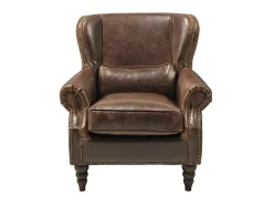 Poltrona|LINEA SOFA Cadeirão em 100% pele Castanho - EDOUARD Castanho chocolate