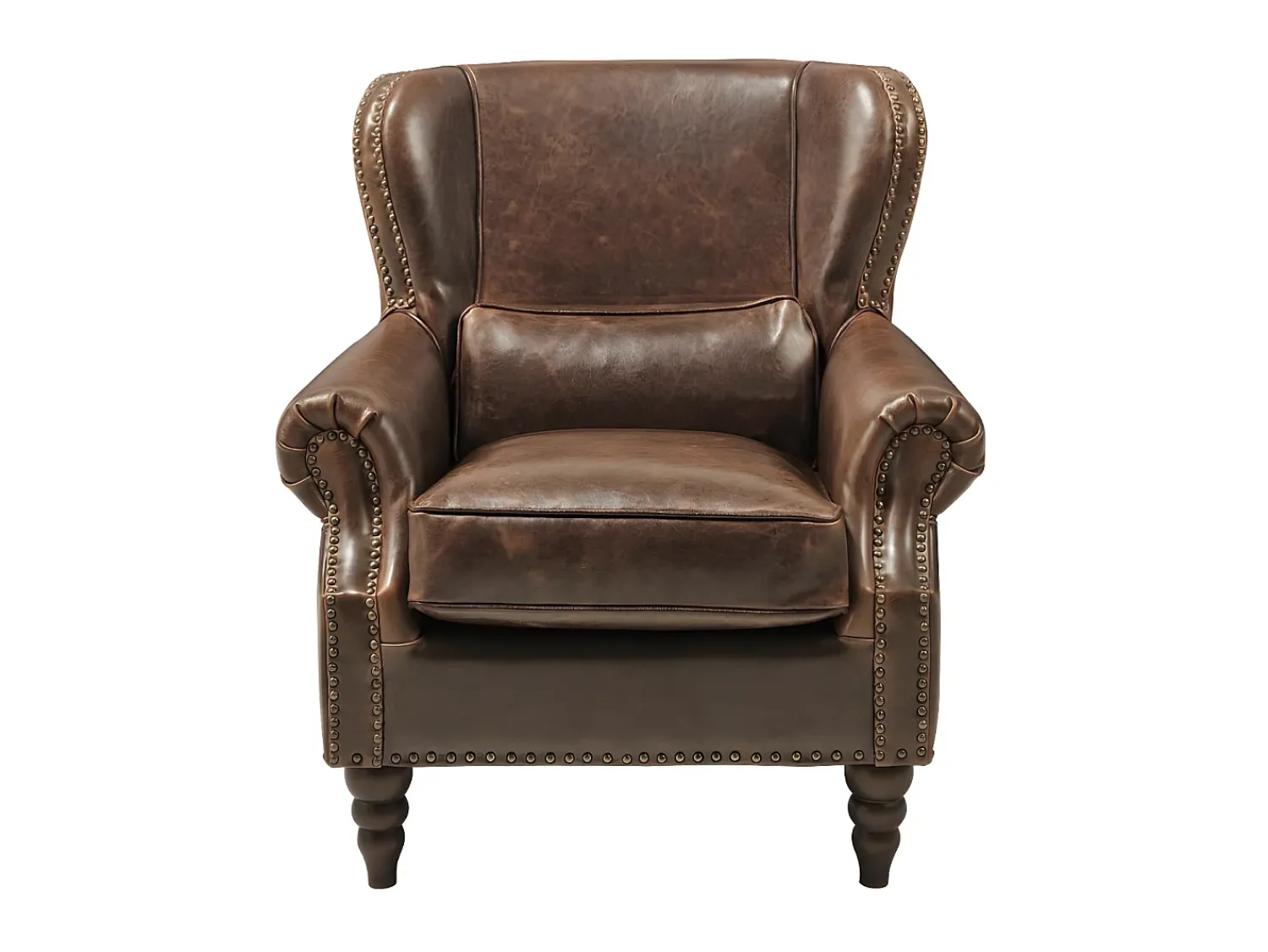 Poltrona|LINEA SOFA Cadeirão em 100% pele Castanho - EDOUARD Castanho chocolate