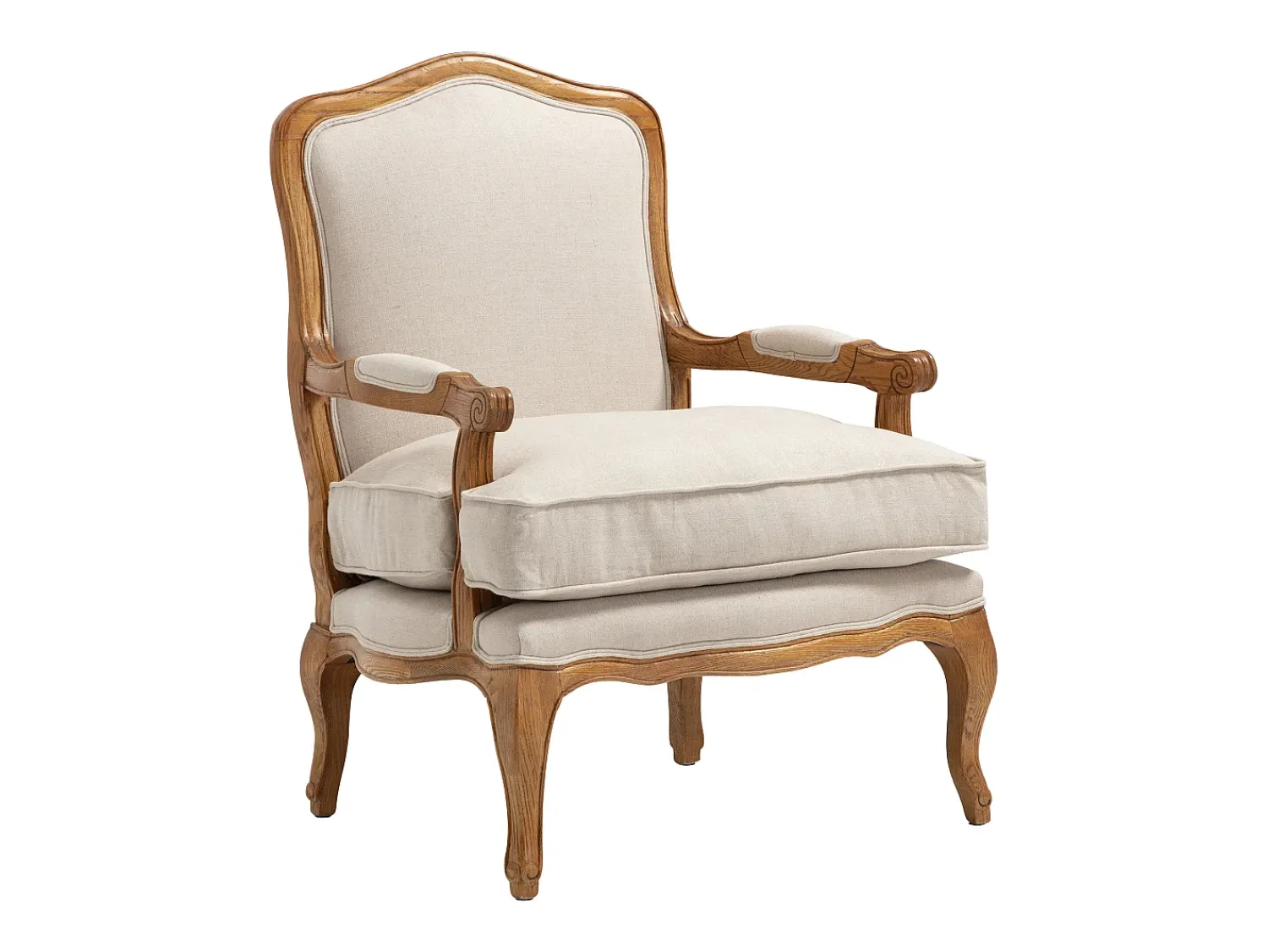 Poltrona*Vente-unique Cadeirão em tecido 100% linho - MAHAUX Bege