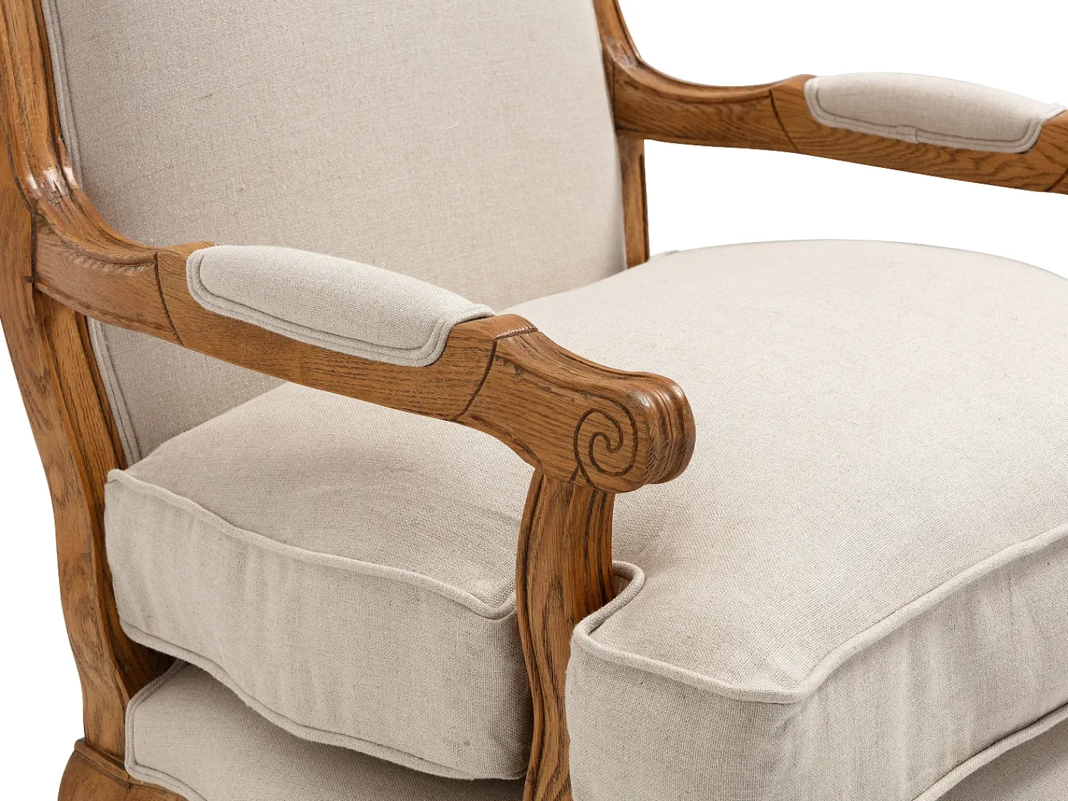 Poltrona*Vente-unique Cadeirão em tecido 100% linho - MAHAUX Bege