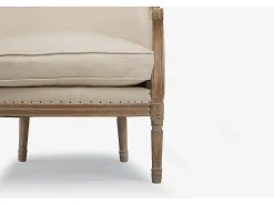 Poltrona*Vente-unique Cadeirão em tecido 100% linho Bege estilo charme - ALIENOR Creme
