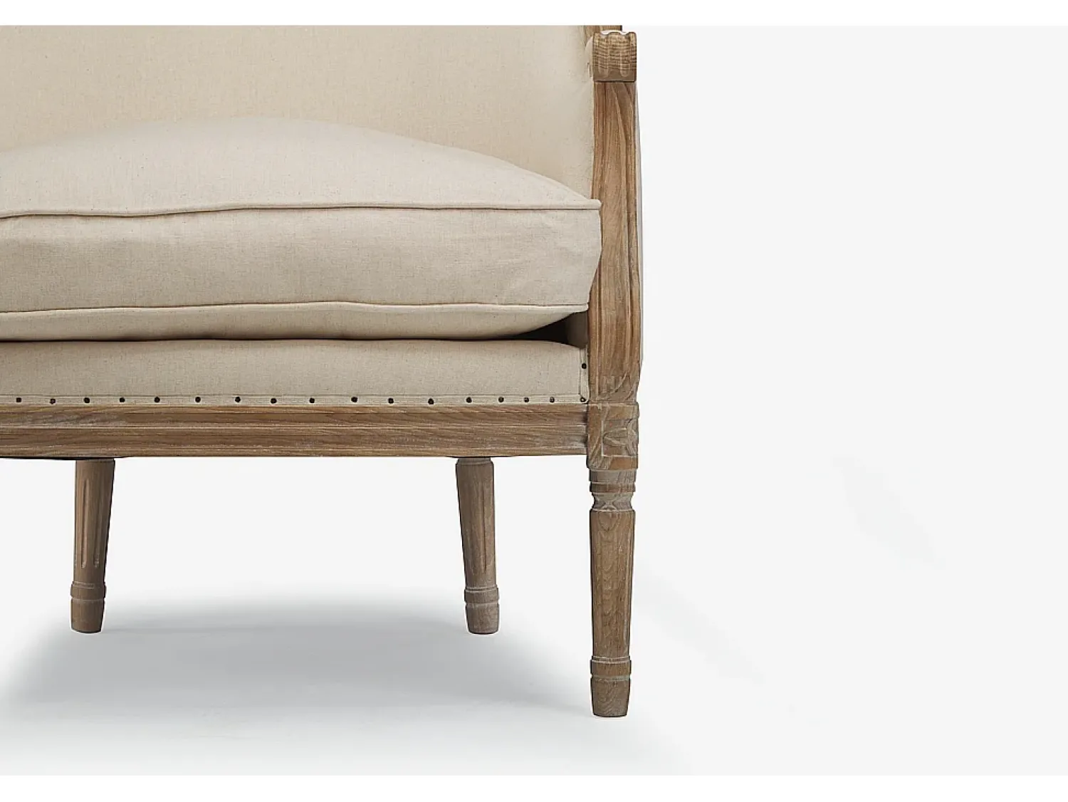Poltrona*Vente-unique Cadeirão em tecido 100% linho Bege estilo charme - ALIENOR Creme