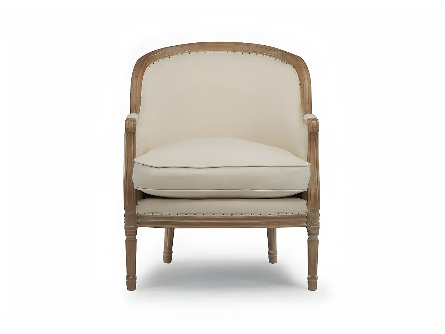 Poltrona*Vente-unique Cadeirão em tecido 100% linho Bege estilo charme - ALIENOR Creme